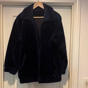 Gallery Midnight Navy Faux Fur Coat